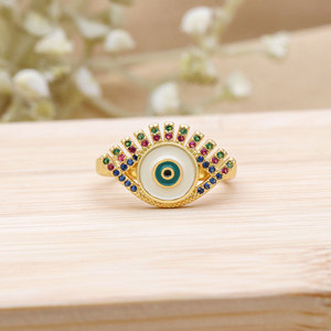 Wholesale 14K Gold Plated Inlaid Zircon Devil's <b>Eye</b> Fine <b>Ring</b> Jewelry Enamel Drop Oil <b>Evil</b> Angel <b>Eye</b> Finger <b>Rings</b> - Product Image 4