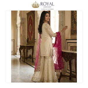 คอลเลคชั่นชุดชาราร่างานแต่งงานผ้าไหมเฟนดี้แท้คุณภาพดีที่สุด ดีไซน์ทันสมัย ปักลายหนักประดับเลื่อม พร้อมจำหน่าย - Product Image 4