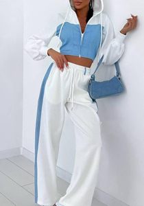 Women's Custom <b>Cropped</b> <b>Zip</b> <b>up</b> Tracksuit Set 100% Cotton French Terry Casual Sports Hoodie and Sweatpants Set - Product Image 6