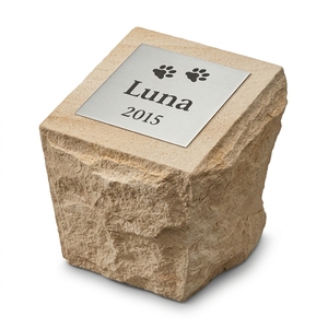 Customizable Pet Cremation Urn Stone Brown Square With <b>Engraved</b> Name Year Garden Use Custom Logo Design - Product Image 1