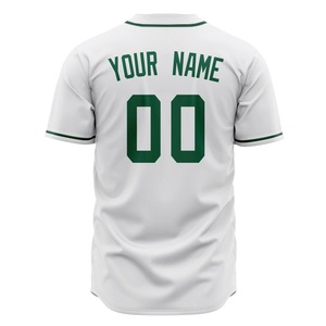 Camiseta de Béisbol Personalizada Blanca y Verde con Nombre y Número del Equipo, Impresión Serigrafiada, Ropa Deportiva Transpirable de Poliéster de Manga Corta para Hombre - Product Image 2