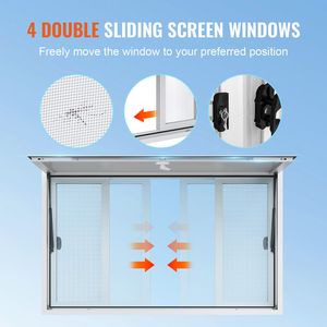 Finestra scorrevole orizzontale in lega di alluminio 48"x36" per Food Truck, con funzione di trascinamento - Product Image 3