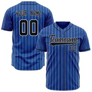 Compre Ahora Jersey de Béisbol Personalizado para Hombre de la Mejor Calidad, Nombre del Equipo 00, Azul a Rayas, Poliéster, Cierre de Botones, Manga Corta, Ropa Deportiva para Adultos - Product Image 1