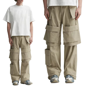 Pantalones Cargo Convertibles 2 en 1 para Hombre, con Múltiples Bolsillos, Pierna Ancha, Shorts Desmontables, Estilo Urbano, Color Caqui, Pantalones Holgados, Venta al Por Mayor - Product Image 1