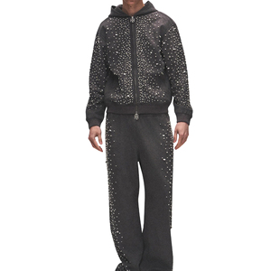 Survêtements en strass de couleur unie pour adultes, style streetwear, taille personnalisée, dernier design, survêtements en strass pour hommes - Product Image 4