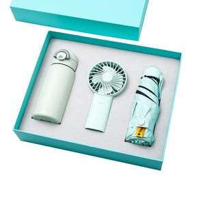Coffret Cadeau Luxe Écologique 3-en-1 Personnalisé avec Logo : Tasse Thermos, Parapluie et Ventilateur – Idéal Fête des Pères, Nouvel An, Mariages, Anniversaires - Product Image 1