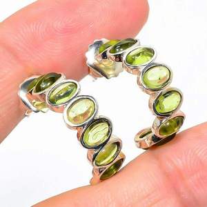 Green Amethyst 6X4MM Oval Bezel Setting Christian Sterling <b>Silver</b> Women's Trendy <b>Stud</b> Earrings Anniversary Wedding Gift Party - Product Image 4