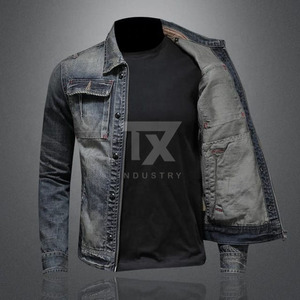 Wholesale <b>Denim</b> Jacket Mens Slim Fit Style Boys Jeans and <b>Coats</b> High Quality Custom Made Men's Jackets - Product Image 6