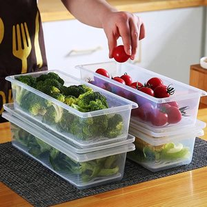 Transparent <b>Plastic</b> <b>Food</b> Storage Containers Rectangular Refrigerator Organizer Bins with Drain <b>Tray</b> kitchen storage containers - Product Image 5