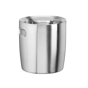 Stainless Steel Ice <b>Bucket</b> <b>with</b> <b>Lids</b> and Handles Silver Round Wine Champagne Cooler - Product Image 5