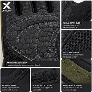 Gants de musculation personnalisés pour hommes, gants de fitness pour la salle de sport, gants d'entraînement, OEM ODM, étiquette privée, respirants, rembourrés, avec grip - Product Image 3
