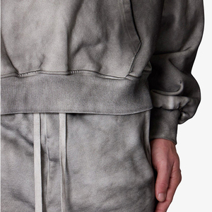 Survêtement unisexe en coton uni à capuche, manches longues, coupe classique, décontracté, pour l'hiver, avec poches à cordon, design 2-en-1, léger - Product Image 5