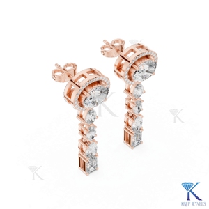 Boucles d'oreilles pendantes en diamant CVD cultivé en laboratoire, taille brillant, certifiées IGI, or massif 14 carats, bijoux de luxe pour femmes, bijoux de mariée - Product Image 2