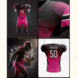 Ensemble d'uniformes de football américain pour hommes rose et noir sans manches col en V anti-humidité ajusté avec numéros d'équipe sublimés 50 - Product Image 2