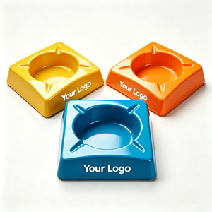 Cendrier en plastique durable, écologique, moderne, facile à nettoyer, couleur et logo personnalisables, cendrier carré pour cigarettes, maison, hôtel, restaurant - Product Image 1