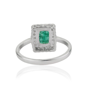 Trendy 925 Sterling <b>Silver</b> Octagon Cut Natural <b>Emerald</b> Gemstone Halo <b>Ring</b> Everyday Wear May Birthstone <b>Ring</b> fine Jewelry - Product Image 6