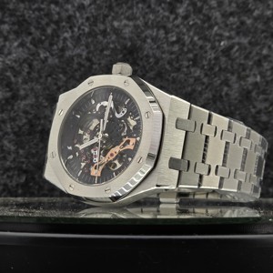 Montre squelette homme en acier inoxydable de haute qualité, automatique, de luxe, avec logo personnalisé d'usine, cadran mécanique à aiguilles de 16 mm - Product Image 1