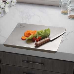 Planche à découper rectangulaire en acier inoxydable, antidérapante, facile à nettoyer, durable, non toxique, pour la cuisine - Product Image 1
