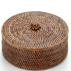Handmade Large Bamboo Storage <b>Basket</b> Natural <b>Wicker</b> Style <b>Basket</b> With <b>Handle</b> Lid Home Decor Organizer Vietnam Supplier - Product Image 1