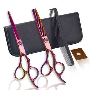 Tijeras de Peluquería Profesionales Reutilizables Ligeras de Acero Inoxidable con Hoja Afilada para Diestros, Mango Largo, Color Arcoíris - Product Image 5