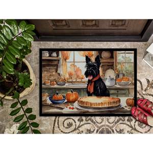 Scottish Terrier Fall Kitchen Pumpkins <b>Doormat</b> 24H X 36W Indoor Outdoor Non-Slip <b>Washable</b> Low Pile Rug for Entryway Front Door - Product Image 3