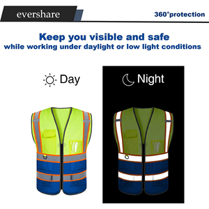 Gilet de sécurité réfléchissant multi-poches pour hommes, haute visibilité, noir, pour la construction, personnalisable en gros avec logo, respirant, en polyester - Product Image 4