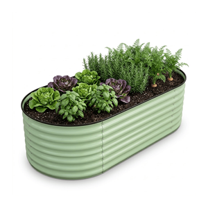 OEM Galvanized Steel <b>Raised</b> Garden Bed Outdoor Oval Corrugated Planter <b>Box</b> for Garden Beds for Vegetables Supplier GB016 - Product Image 1