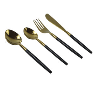 Nuevo Juego de Cubiertos de Diseño Ligero y Delgado, Cuchara, Tenedor y Cuchillo de Latón Chapado en Oro para el Hogar - Product Image 1