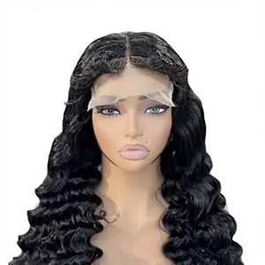 Perruque tressée bouclée style French Twist avec dentelle frontale HD, brun foncé, en cheveux synthétiques, vente en gros, prête à porter, sans colle - Product Image 2