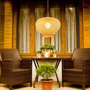 Best-seller Grand lustre en bambou Lampe suspendue zen rustique créative de style sud-est asiatique pour salons de thé d'hôtel - Product Image 6