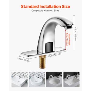 Rubinetto Bagno Senza Contatto con Sensore di Movimento e Copertura Foro, a Batteria, Regolabile per Bagni Moderni - Product Image 3