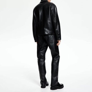 Custom Designed Men's Genuine Cowhide Leather Canvas Pants Vintage Style Waterproof Flexible OEM Service - Product Image 4