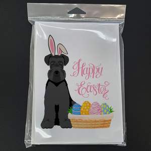 Whimsical A7 Size 5x7 Black Natural Ears Schnauzer <b>Easter</b> Greeting <b>Cards</b> <b>Pack</b> 8 Blank Note <b>Cards</b> with Envelopes - Product Image 3