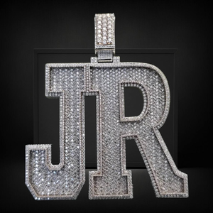 Luxury Moissanite <b>Initial</b> JR Pendant Iced Out Letter <b>Necklace</b> 925 <b>Silver</b> Hip Hop Custom Name Jewelry Gift Shine - Product Image 1