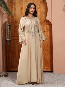 Vestido Abaya Informal Holgado de Gasa para Mujer, 100% Algodón Ecológico y Transpirable, para Eid, Ramadán, Fiestas Musulmanas, Dubái 2026 - Product Image 4
