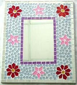 Wholesale Supplier Mosaic <b>Mirror</b> <b>Rectangular</b> Tiled Frame Floral Star Pattern Bathroom Living Room Wall Hanging Home Decorative - Product Image 1