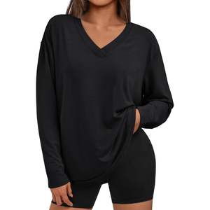 T-shirts en molleton à col rond et manches courtes surdimensionnés FOXA 2025 pour femmes, grandes tailles, décontractés, pour l'été, séchage rapide, respirants - Product Image 2