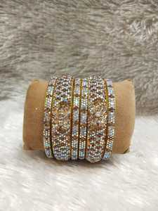 Luxury Embroidery Work Pearl Zinc Alloy Bangles for Women Handmade Designer Jewelry Wedding Festive Wear Gifting India - Product Image 5
