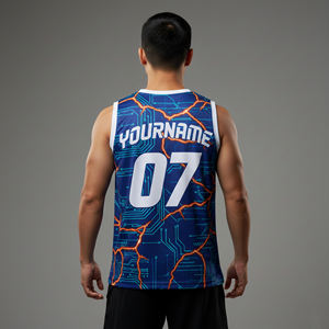 Maillot de basketball personnalisé sublimé respirant et antibactérien pour hommes – Conception sur mesure avec nom et numéro – 100 % polyester imprimé - Product Image 2