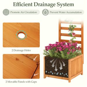 Jardinera Elevada de Madera 2 en 1 con Sistema de Drenaje Eficiente para Plantas Trepadoras y Flores - Product Image 6