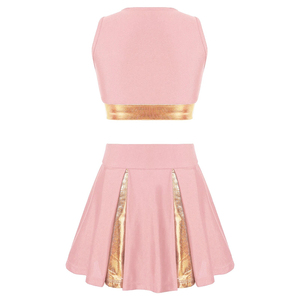 Ensemble d'uniformes de cheerleading rose doré avec imprimé pailleté pour enfants - Product Image 5