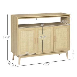 Gabinete de buffet de aparador natural con puertas de ratán para decoración de sala de estar - Product Image 4