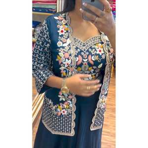 Conjunto de Lehenga de 3 Piezas Listo para Usar de RV Creation, Blusa, Chal, Talla 2XL, Color Rama, 950g, Accesorios Étnicos - Product Image 6