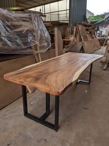 Handmade Rustic Solid <b>Wood</b> Live Edge Dining Table Irregular Shape Modern Natural <b>Slab</b> - Product Image 5