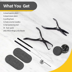 Kit d'extensions capillaires avec pince de pose et de retrait, crochet de tirage pour micro-perles, outil de boucle pour micro-perles et micro-liens - Product Image 4
