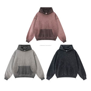 Sweats à capuche surdimensionnés personnalisés pour hommes, dégradés, lavés à l'acide, en coton sauté de haute qualité, sweats à capuche vintage à épaules tombantes pour hommes - Product Image 2