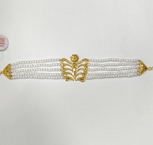 22k <b>Solid</b> <b>Gold</b> Pearl Bracelet for Women Elegant Handmade Multilayer Real <b>Gold</b> Cuff Bridals Fine Jewelry Wedding Gift <b>Bangle</b> - Product Image 2