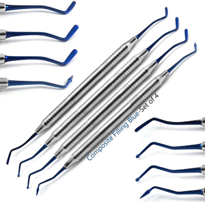 Ensemble d'instruments de restauration dentaire en composite bleu avec revêtement en titane, certifié CE, réutilisable et personnalisable - Product Image 4