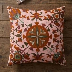 Housse de coussin carrée brodée florale, style bohème, en lin et coton, lavable, avec fermeture enveloppe - Product Image 5