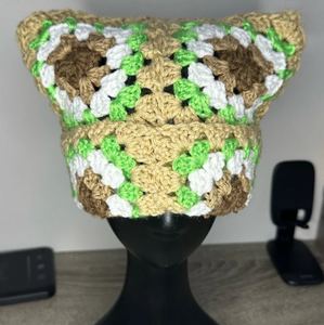 Gorro de punto bohemio con cuentas redondas y borlas de ganchillo, tejido calado, estilo étnico, accesorio de moda para exteriores. - Product Image 6